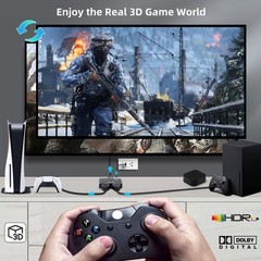 8K HDMI 2.1 Splitter 48Gbps with 3D Dolby Support for PS5 and Laptops