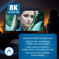 OREI 1×4 HDMI Splitter W/ Audio Out: 1-In 4-Out, UltraHD 8K, EDID (BK-104)