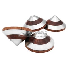 3x 46mm Rosewood + Stainless Steel Floor Speaker Shockproof Spike Pad Base Stand