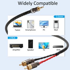 Gold Plated 3.5mm TRS Plug to 2RCA Male HIFI OFC Copper Splitter Audio Cable