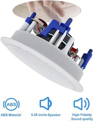 Herdio 5.25″ 300W Home Store In Ceiling Speakers+Wall Mount Bluetooth Amplifier