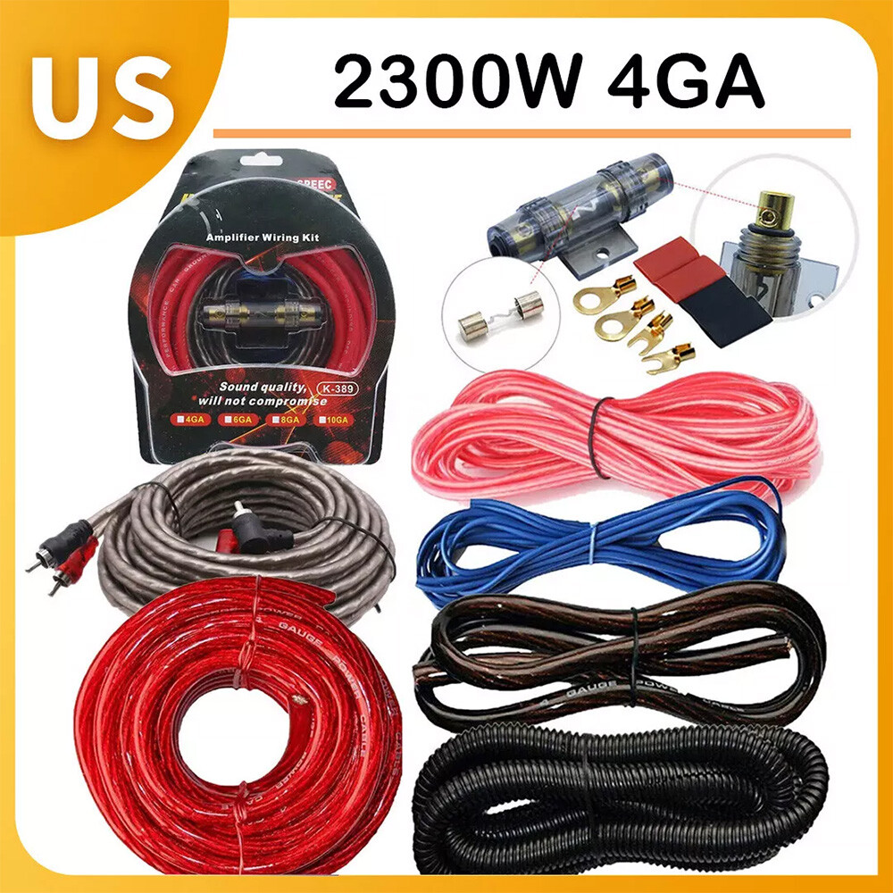 2300W 4 Gauge Car Audio Cable Kit Amplifier Install Amp RCA Subwoofer Sub Wiring