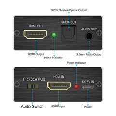 4K * 2K HDMI Stereo Audio Video Extractor Converter HDMI+ Optical SPDIF 3.5mm n