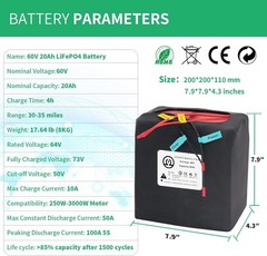 60V 20Ah Battery Pack Li_thium Lifepo4 for B_ike 1500W Ele c/tric Motor 50A BMS