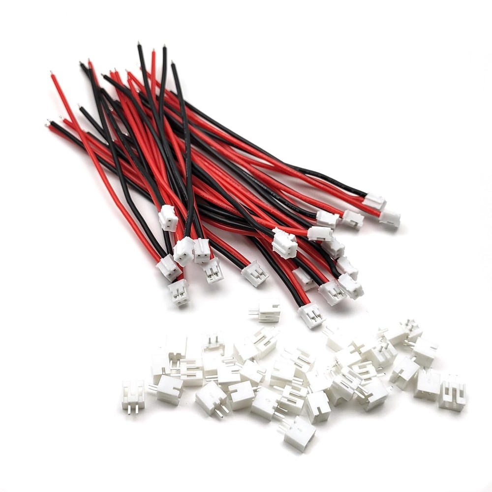 20 Sets Mini Micro JST-PH 2.0mm 2 Pin Male Connector with 10cm Silicone Wire