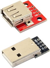 10pcs USB 2.0 Type A Male and Female Breakout Board 4 pins 2.54mm Output (5pcs M
