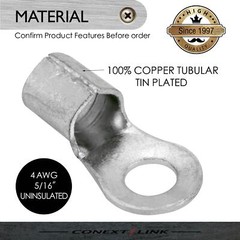8 Ring Terminal Connector Non-Insulated Uninsulated 4 GA AWG Gauge 5/16” Stud