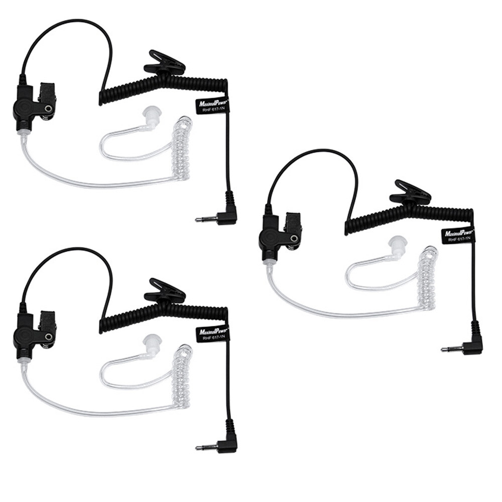 Listen-Only 3.5mm Surveillance Earpiece Coil Tube for Two-way Radios (3 Pack)