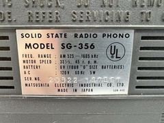 Panasonic SG-356 AM Solid State Radio Phono AC or Battery Tested Works
