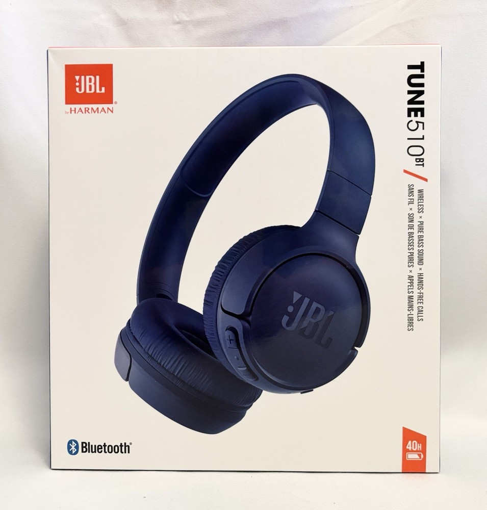 JBL Tune 510BT Bluetooth On-Ear Blue Headphones Noise Canceling, NEW & SEALED