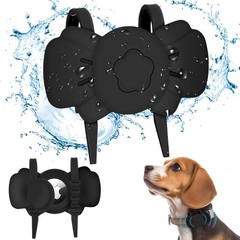 Airtag Dog Collar Holder – Silicone IPX8 Waterproof Cat 2 Black