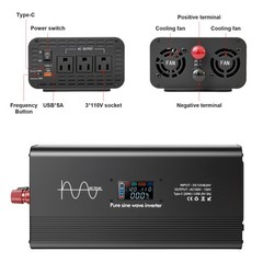 Car Pure Sine Wave 5000W/10000W Power Inverter DC 12v to AC 110V-120V Converter