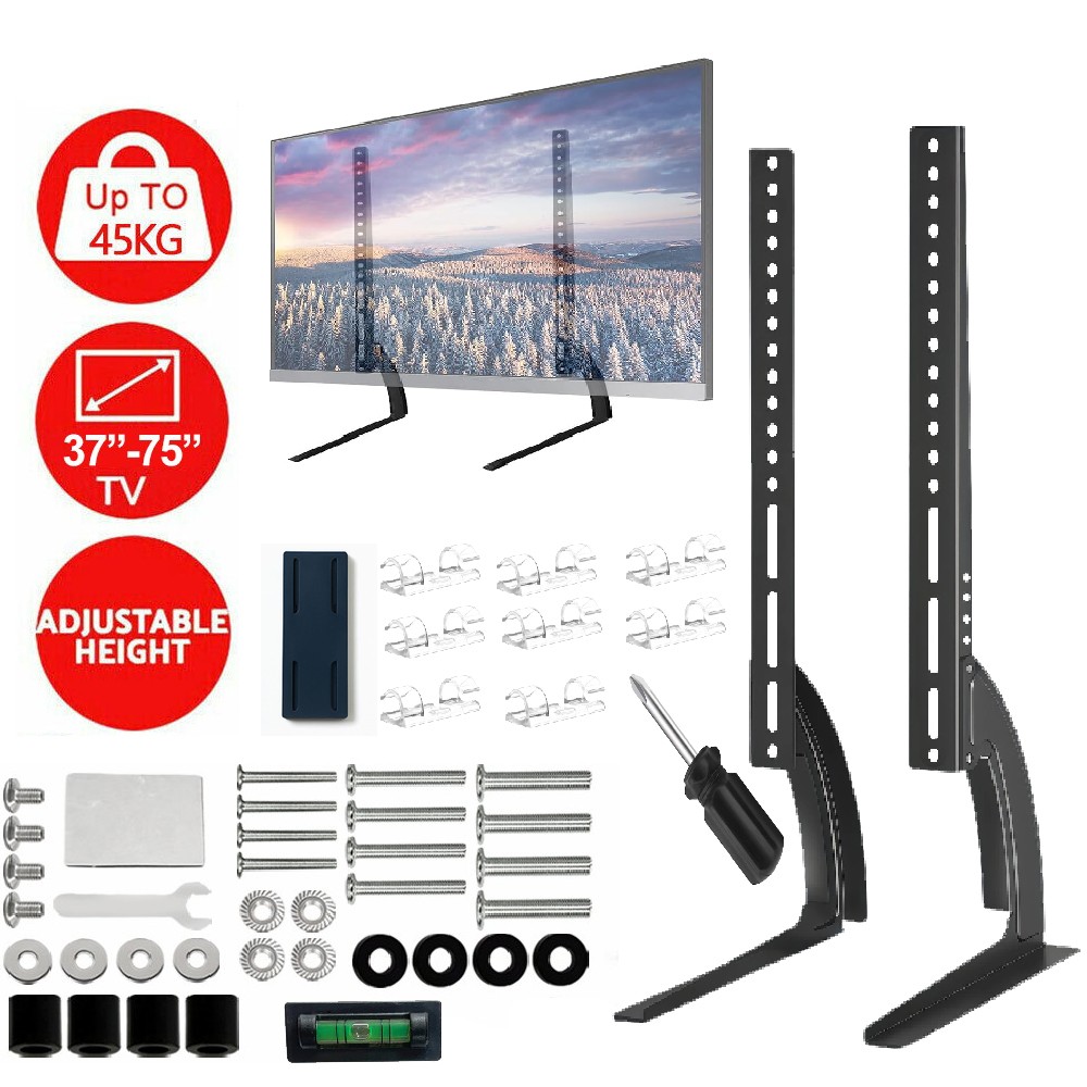 Universal TV Leg Stand Base VESA Pedestal Mount Bracket LCD LED 37″-75″ Home US