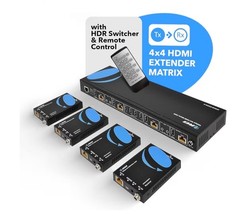 4K 4×4 HDMI Extender Matrix – UltraHD 4K @ 60Hz 4:4:4 Over Single CAT5e/6/7 Cabl