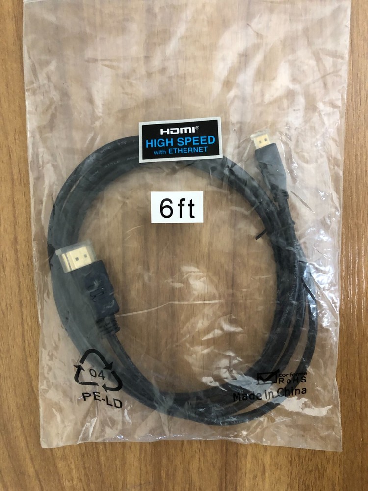 6FT MICRO HDMI to STANDARD HDMI High Speed with Ethernet Cable