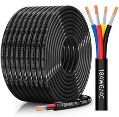 CONEPY 18 Gauge 4 Conductor Tinned Copper Wire 50FT for Automotive RV Marine