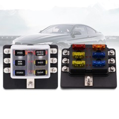 1X 6 Way 12V-32V Car Marine Fuse Box Block Holder W/ 12PCS Blade Fuses Red Light