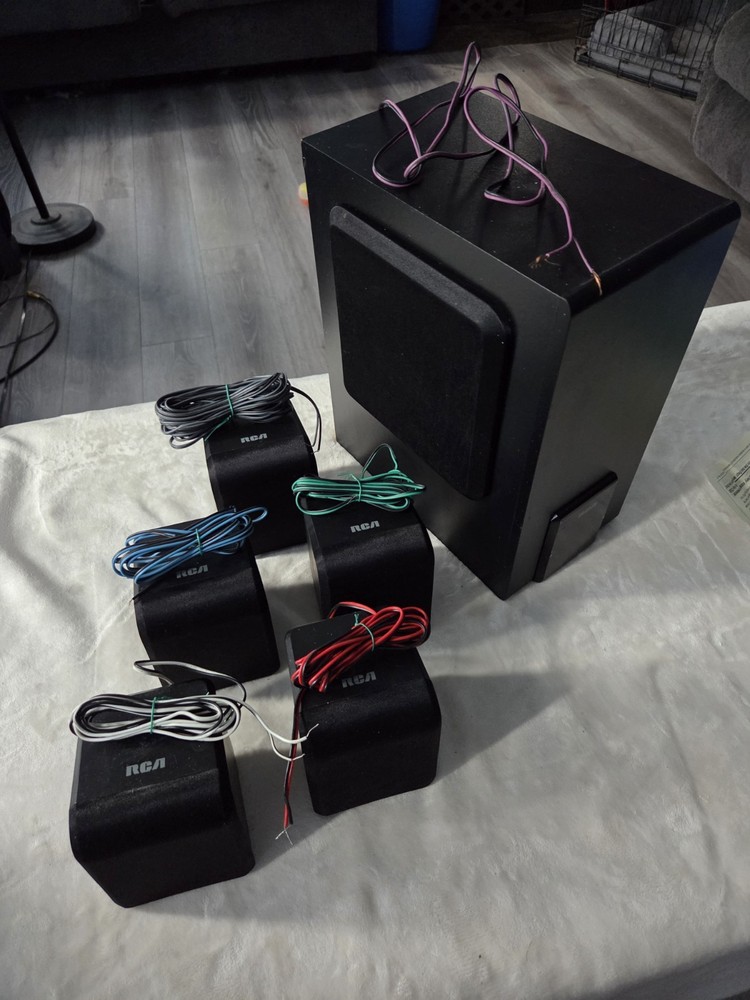 RCA RS2030B 5.1 home theater speaker system 100W wired Dolby TESTED Operational