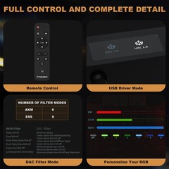 Ampapa Q1 Bluetooth USB DAC w/ ESS9039+AK4493 Chip, XMOS XU316, VU Meters