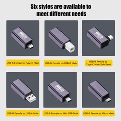 USB B Female to Type C 2.0 Adapter USB-B Micro Mini USB Male Converter Connector