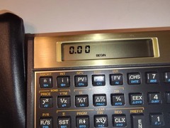 HP 12C calculator vintage Brazil with protective sleeve