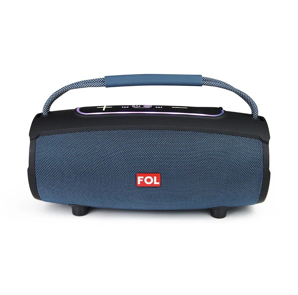 FOL Portable Bluetooth Boombox Speaker, 20W, RGB, 12Hr, USB, AUX, Blue/Black
