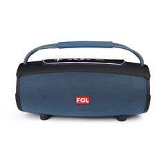FOL Portable Bluetooth Boombox Speaker, 20W, RGB, 12Hr, USB, AUX, Blue/Black