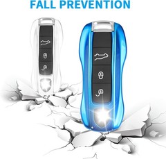 Key Fob Cover, 3-Piece Painted Key Shell Compatible with Taycan Ca Color: blue