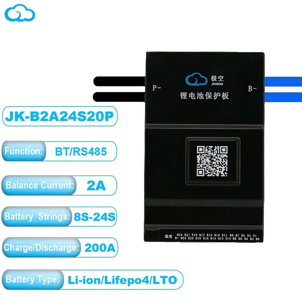 JK Smart BMS 8-24S 200A Lifepo4 Li-Ion Battery w/2A Active Balance RS485 LCD Lot