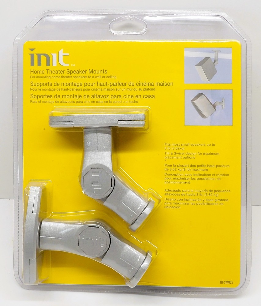 Init Home Theater Speaker Mount Silver 2 Pack ( NT-SWM25) Wall or Ceiling