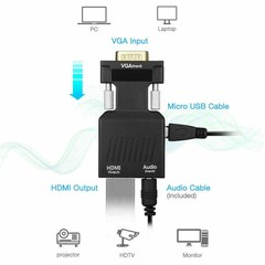 LOT VGA to HDMI Adapter with Audio PC to TV Monitor Projector Converter 1080P