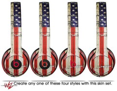 Skin Wrap for Beats Solo Wireless 2 3 4 Painted Cracked USA Flag SKIN ONLY