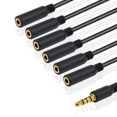 1-to-6 Way Headphone Splitter, 3.5mm Male to Female Stereo Audio Cable