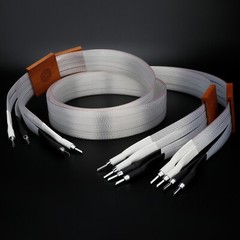 Pair Silver Plate Copper Speaker Cable Flat Bi-Wire Loudspeaker Banana Connector