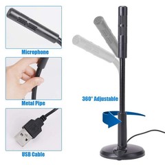 Mini USB Condenser Microphone with Stand – Plug & Play for PC/Laptop/Mac