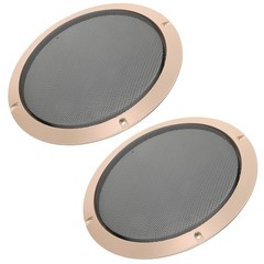 2Pcs Metal ABS Speaker Grill Covers for Car Audio with Golden Round Mesh