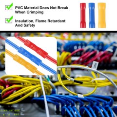 500PCS Butt Splice Connectors Insulated Electrical Straight Wire Crimp Terminals