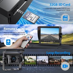 7″ Split Monitor DVR +AHD 1080P Rear View Backup Camera For Truck Bus Caravan RV