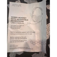 Ativa Wired Headset with Adjustable Microphone Black Over-Ear 5345725