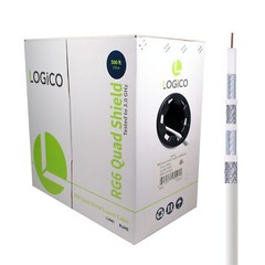 RG6 Quad Shield Coaxial Cable 18 AWG 500ft Bulk Coax Satellite TV White