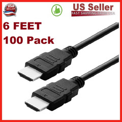 100 Pack New Digital High-Speed 1.4 HDMI Cable PVC 2160p Black Cord (6 feet)