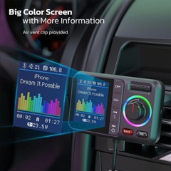 Bluetooth 5.0 Car Wireless FM Transmitter Adapter 2USB PD Charger AUX Hands-Free