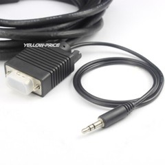 10FT SVGA VIDEO + AUDIO 3.5MM Cable 15-pin Male VGA PC Projector Monitor Display
