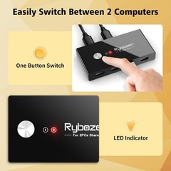 USB Switcher 2 Computers, USB Switch 2 PC Sharing 4 USB Devices, 2 in 4 Out w…
