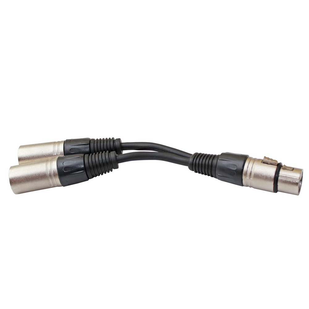 6″ XLR 3 pin FEMALE jack to 2 dual MALE plug Y SPLITTER mic PA DJ cable adaptor