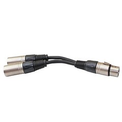 6″ XLR 3 pin FEMALE jack to 2 dual MALE plug Y SPLITTER mic PA DJ cable adaptor