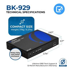 HDMI Audio Extractor 8K eARC Dolby Atmos 18G BK-929 OREI Convert Sound 120hz