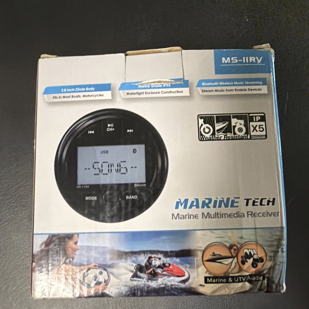 MARINE TECH MS-IlRV Marine Multimedia Receiver FM Bluetooth Stereo 200W 4 Channe