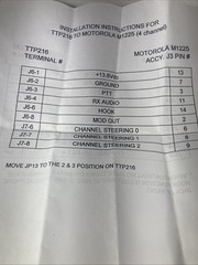 Motorola TTP216 CPI Cable Assembly To 16 or 20 Pin Connector -CDM, GM300, M1225