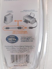 Ativa 828-655 USB 2.0 Extension Cable 6′ Black New In Box A Plug A receptacle